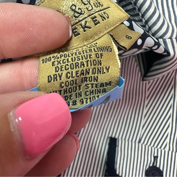 Peck & Peck weekend Navy White pin Striped Blazer sz 6 cotton blend nautical - Picture 9 of 9